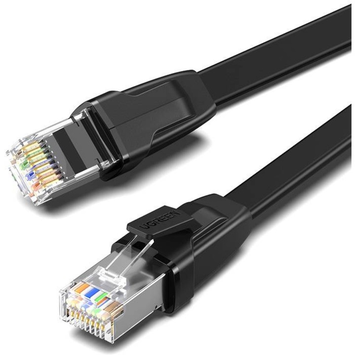 Кабел Ugreen NW134, Cat 8 U/FTP, Flat, Ethernet, RJ45, меден, 1.5m, черен