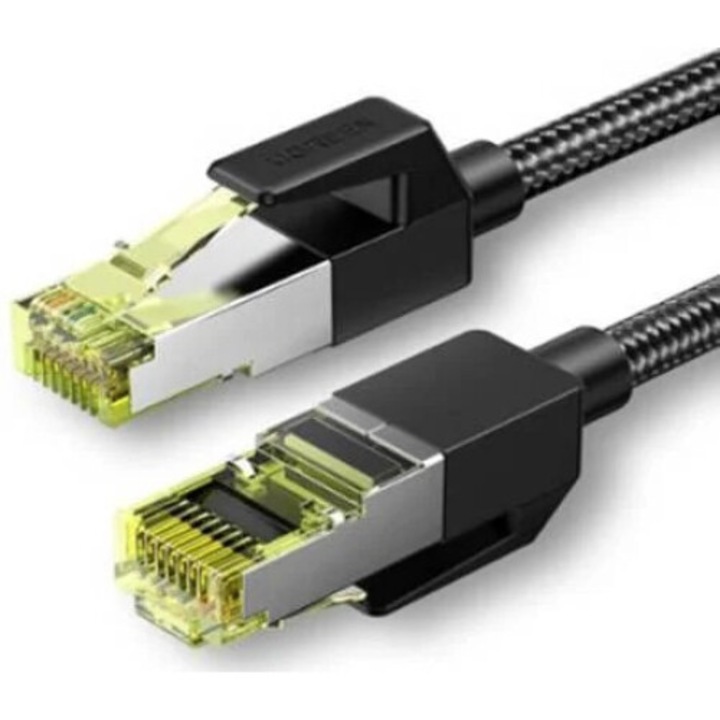 UGREEN NW150 Cat 7 F / FTP плитка Ethernet кабел RJ45 Ethernet кабел плитка 0.5 м (черен)