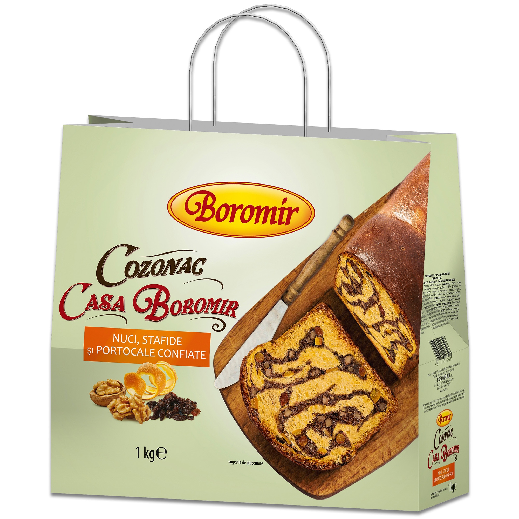 Cozonac Casa Boromir cu nuci, stafide si portocale, 1kg
