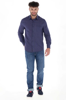 Lee Cooper, Camasa din bumbac cu model in carouri, Bleumarin/Rosu caramiziu/Alb Lee Cooper, Camasa din bumbac cu model in carouri, Bleumarin/Rosu caramiziu/Alb