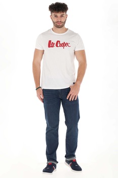 Lee Cooper, Blugi cu croiala dreapta si aspect decolorat, Albastru inchis Lee Cooper, Blugi cu croiala dreapta si aspect decolorat, Albastru inchis