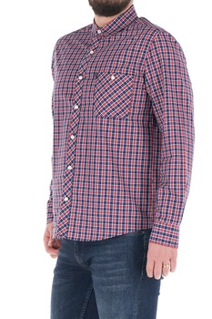 Lee Cooper, Camasa de bumbac in carouri cu buzunar pe piept, Rosu/Bleumarin Lee Cooper, Camasa de bumbac in carouri cu buzunar pe piept, Rosu/Bleumarin