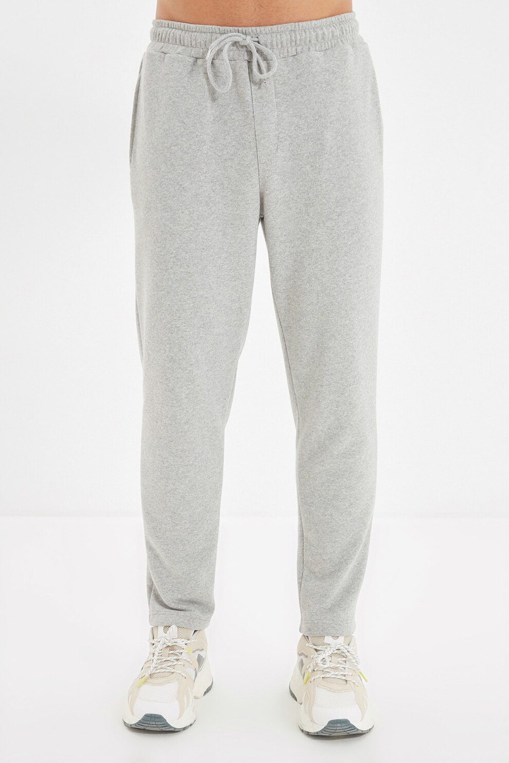 Trendyol, Pantaloni sport regular fit cu snur de ajustare, Gri deschis melange