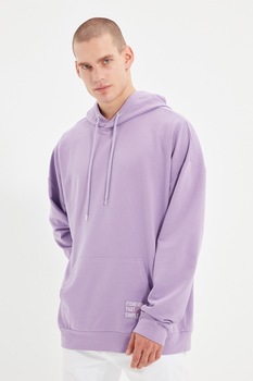 Trendyol, Hanorac supradimensionat cu buzunar kangaroo, Lila Trendyol, Hanorac supradimensionat cu buzunar kangaroo, Lila