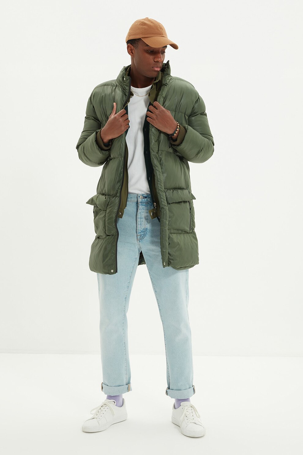 Trendyol, Geaca bufanta cu aspect matlasat, Kaki