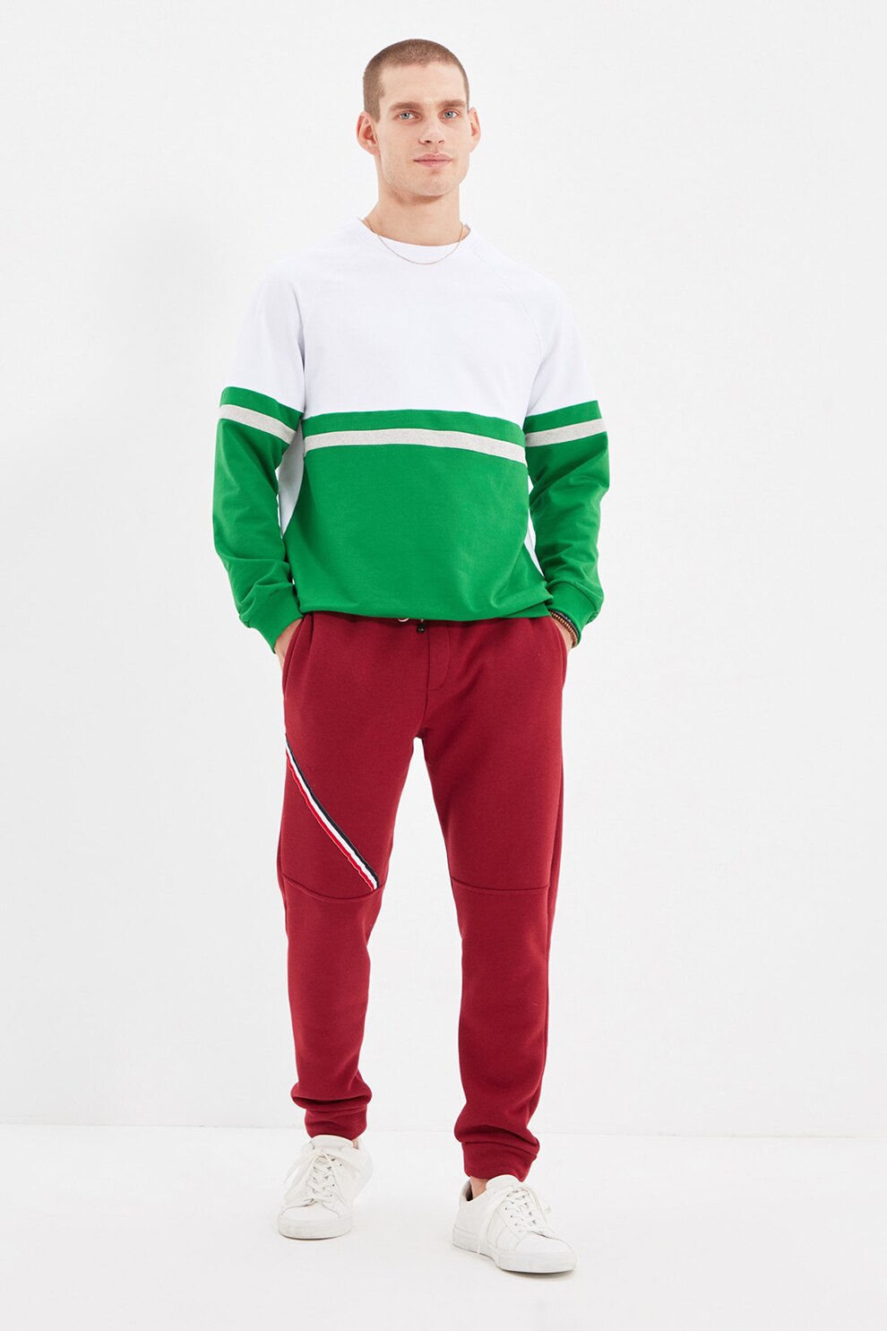 Trendyol, Pantaloni sport conici cu snur de ajustare in talie, Visiniu