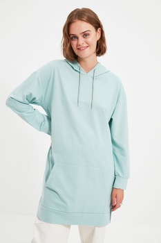 Trendyol, Hanorac lejer cu buzunar kangaroo TCTAW22TW0139, Verde menta Trendyol, Hanorac lejer cu buzunar kangaroo TCTAW22TW0139, Verde menta