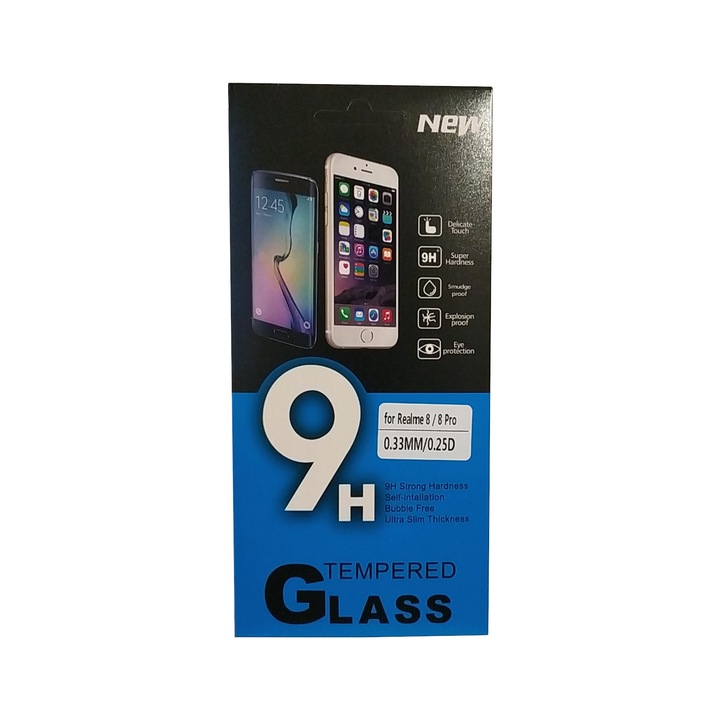 Стъклен протектор Tempered Glass, 9H, за Realme 8/8 Pro, Безцветен