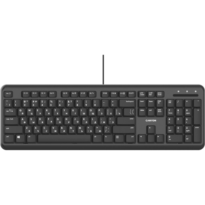 Клавиатура Canyon HKB20 Silent, Черен, USB