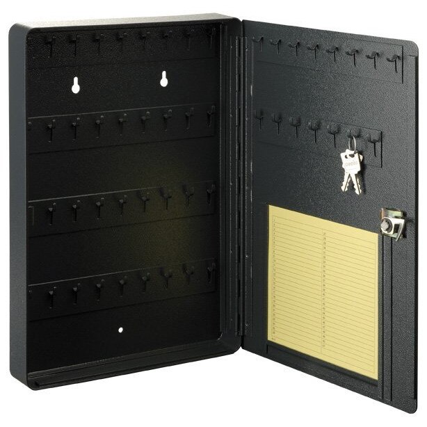 Cutie pentru chei, metal, negru, incuiat, 50 carlige