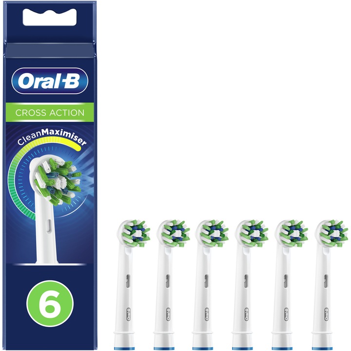 Oral-B Cross Action elektromos fogkefe pótfej, CleanMaximiser technológia, 6 db