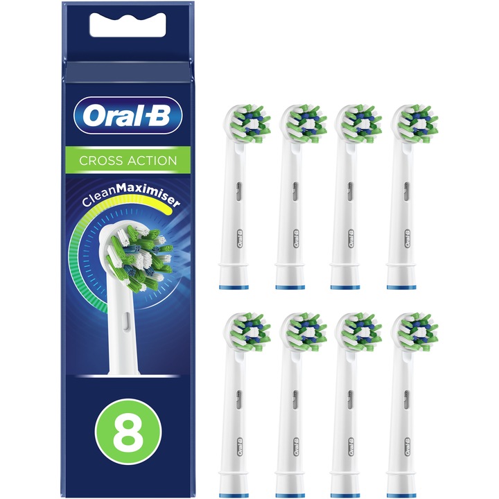 Oral-B Cross Action elektromos fogkefe pótfej, CleanMaximiser technológia, 8 db