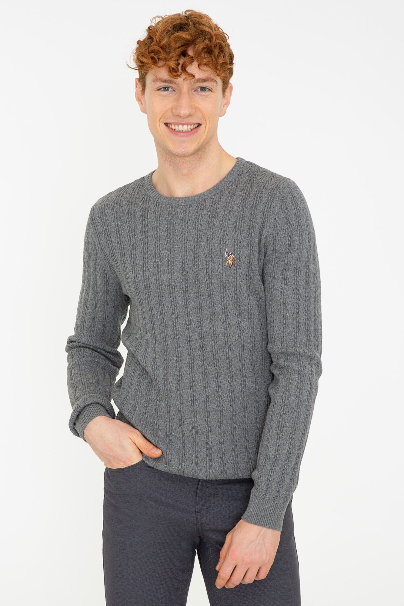 Pulover Barbat,U.S Polo Assn.,1259689, Gri melange