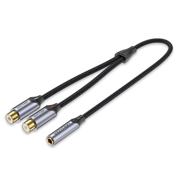 Cablu audio mufa auxiliar de 3,5 mm mama la 2 RCA Tulip mama, 0,3 metri Cablu audio mufa auxiliar de 3,5 mm mama la 2 RCA Tulip mama, 0,3 metri