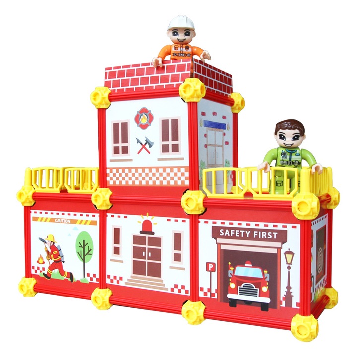 Casa pliabila si colorata pe doua fete - pompieri Habarri 24 x 33 x13 Puzzle 3D, 93 piese
