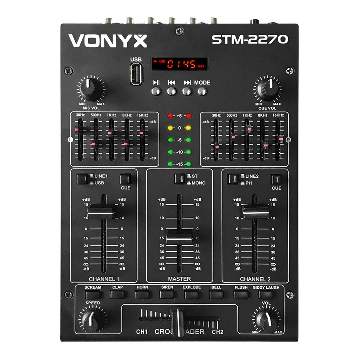 Миксер за DJ, 4-канален, звукови ефекти, Bluetooth/USB/MP3, Vonyx STM2270