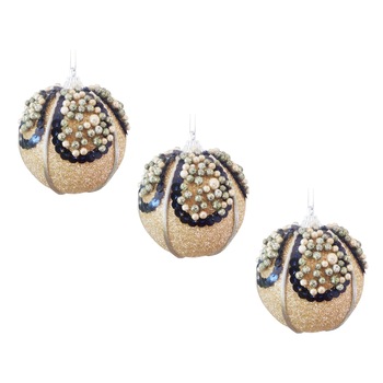 Set 3 buc Globuri de Craciun Golden-Bronz cu Paiete 8 cm Set 3 buc Globuri de Craciun Golden-Bronz cu Paiete 8 cm