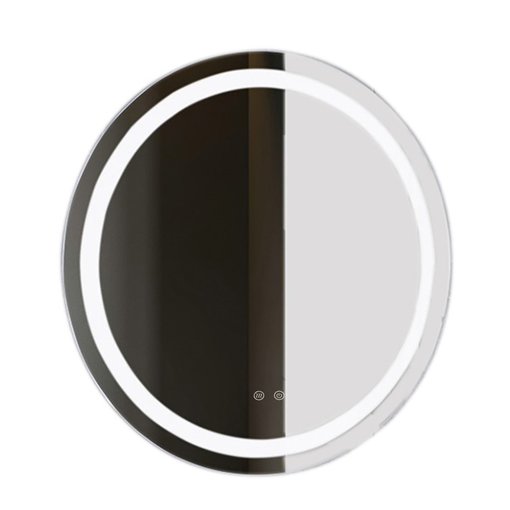 Fürdőszobai tükör Relax OGLJ12, 600 X 600 mm, kerek, LED érintőgombos világítás kapcsoló és páramentesítő funkció