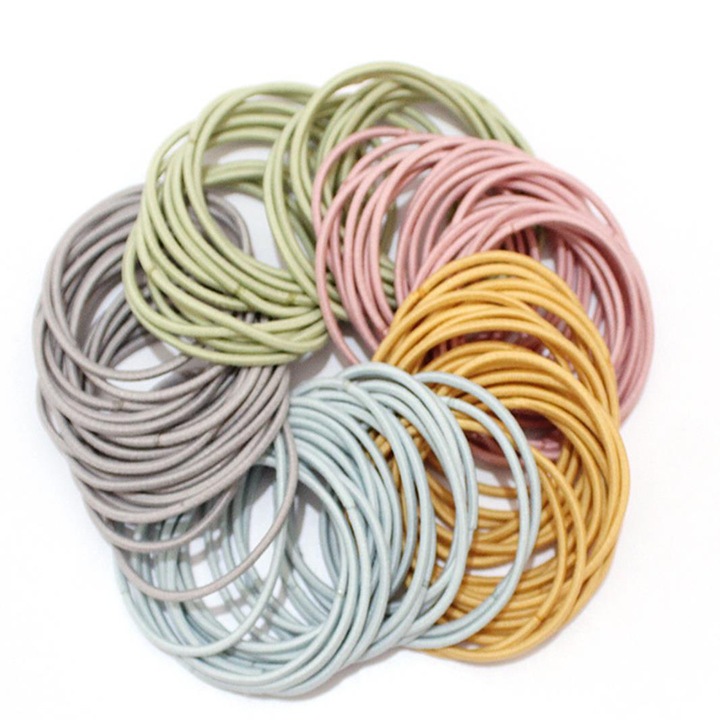 Комплект 100 ластици за коса, FAC, Гумени, Многоцветни