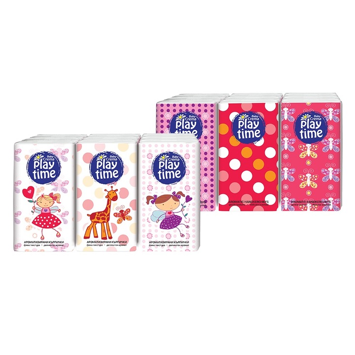 Servetele nazale Baby Crema Play Time, Princess, 3 straturi, 6 pachete