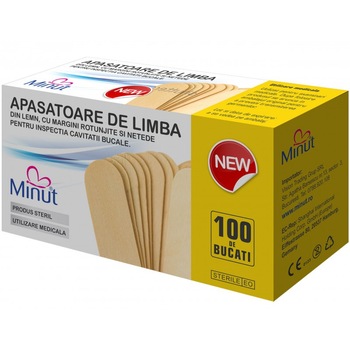 Set 100 bucati spatule lemn sterile Abeslang - apasatoare limba 150x18x1.6mm Set 100 bucati spatule lemn sterile Abeslang - apasatoare limba 150x18x1.6mm