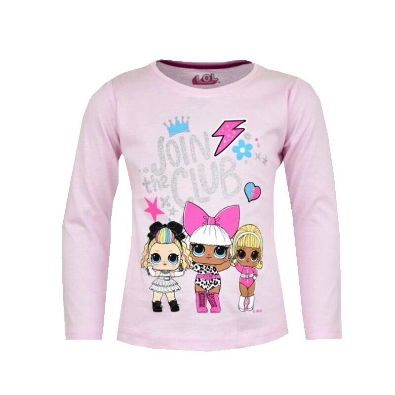 Bluza bumbac, Join the club, cu imprimeu, LOL, roz