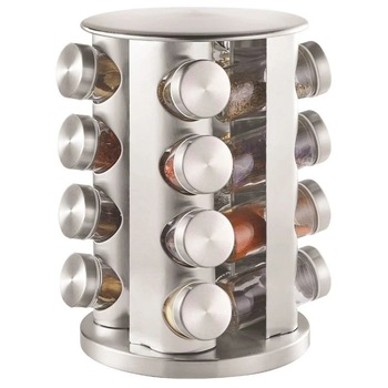 Set 16 recipiente condimente Bohmann BH 7861, cu suport, Inox/Sticla Set 16 recipiente condimente Bohmann BH 7861, cu suport, Inox/Sticla