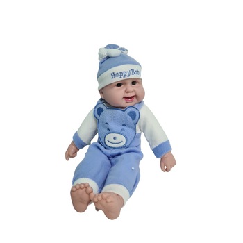 Papusa Bebelus Baietel cu Sunete, Care Rade, 45 cm, +3 ani Papusa Bebelus Baietel cu Sunete, Care Rade, 45 cm, +3 ani