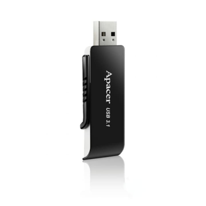 USB памет, Apacer AH350, 128GB, USB 3.2 Gen 1, Черен цвят