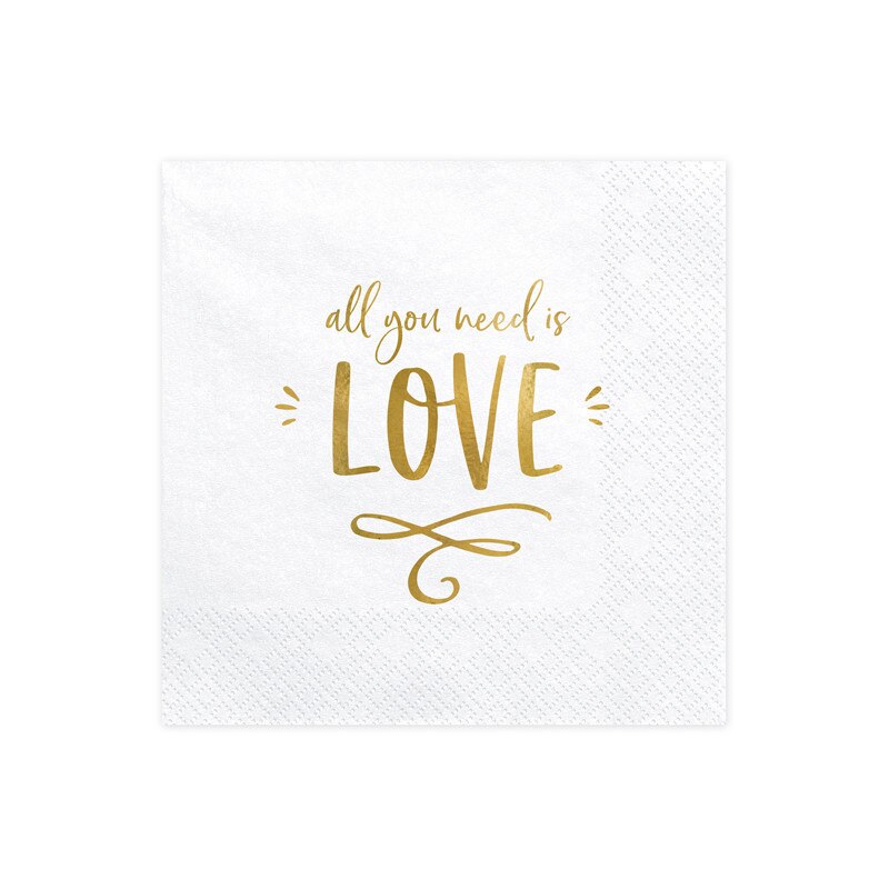 Set 20 Servetele All you need is love, Alb, 33 x 33 cm