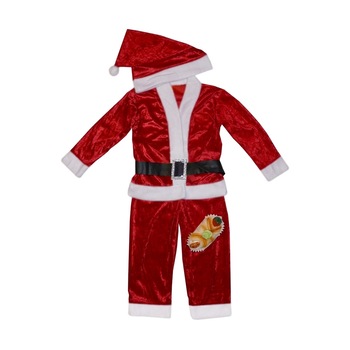 Set 5 piese costum de Mos Craciun din catifea pentru copii, 9-12 luni, rosu, Little Angel Set 5 piese costum de Mos Craciun din catifea pentru copii, 9-12 luni, rosu, Little Angel