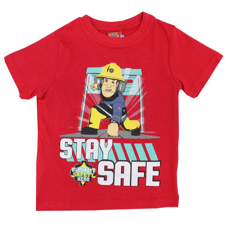 Tricou baieti, bumbac, Stay Safe, Sam, rosu