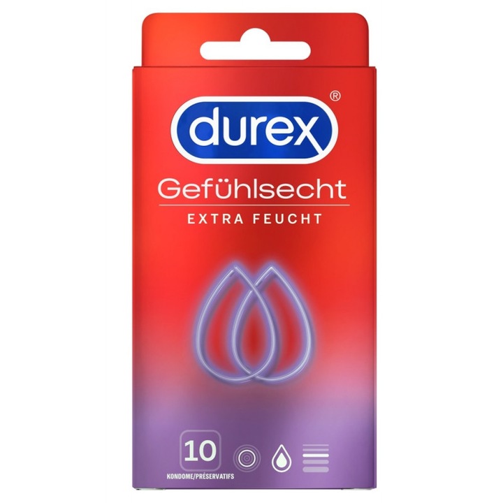 Презервативи Durex, Feel Real, Extra Moist, 10 броя