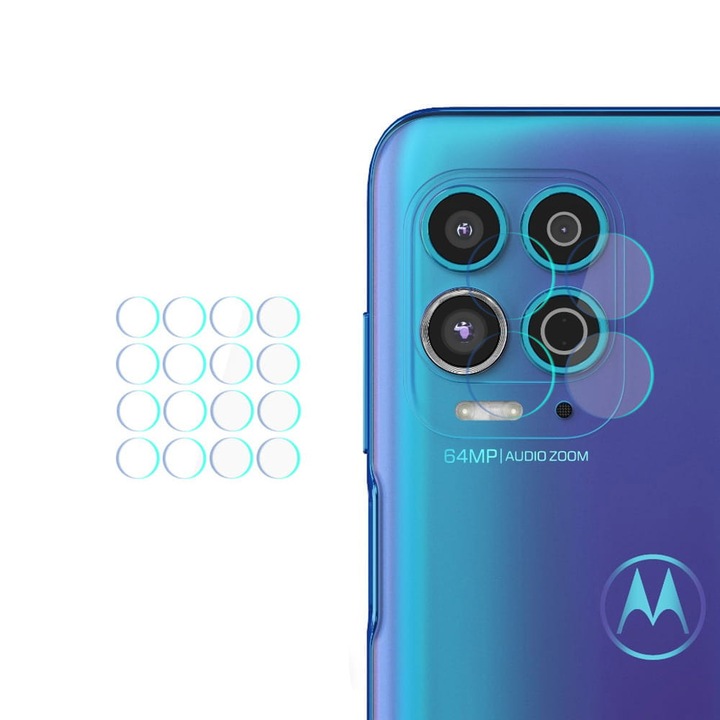 Set 4 folii de protectie camera 3MK Hybrid Glass pentru Motorola Moto G100 5G, 0.2 mm, Sticla, Transparent