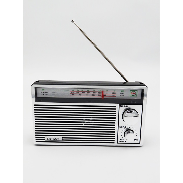 Radio portabil cu acumulator , AM/FM/SW3, PRO Silver