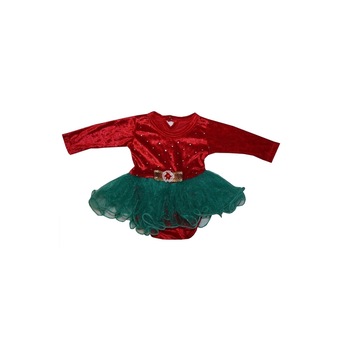 Rochita body Craciunita pentru fetite, catifea, 0-3 luni, Little Angel Rochita body Craciunita pentru fetite, catifea, 0-3 luni, Little Angel