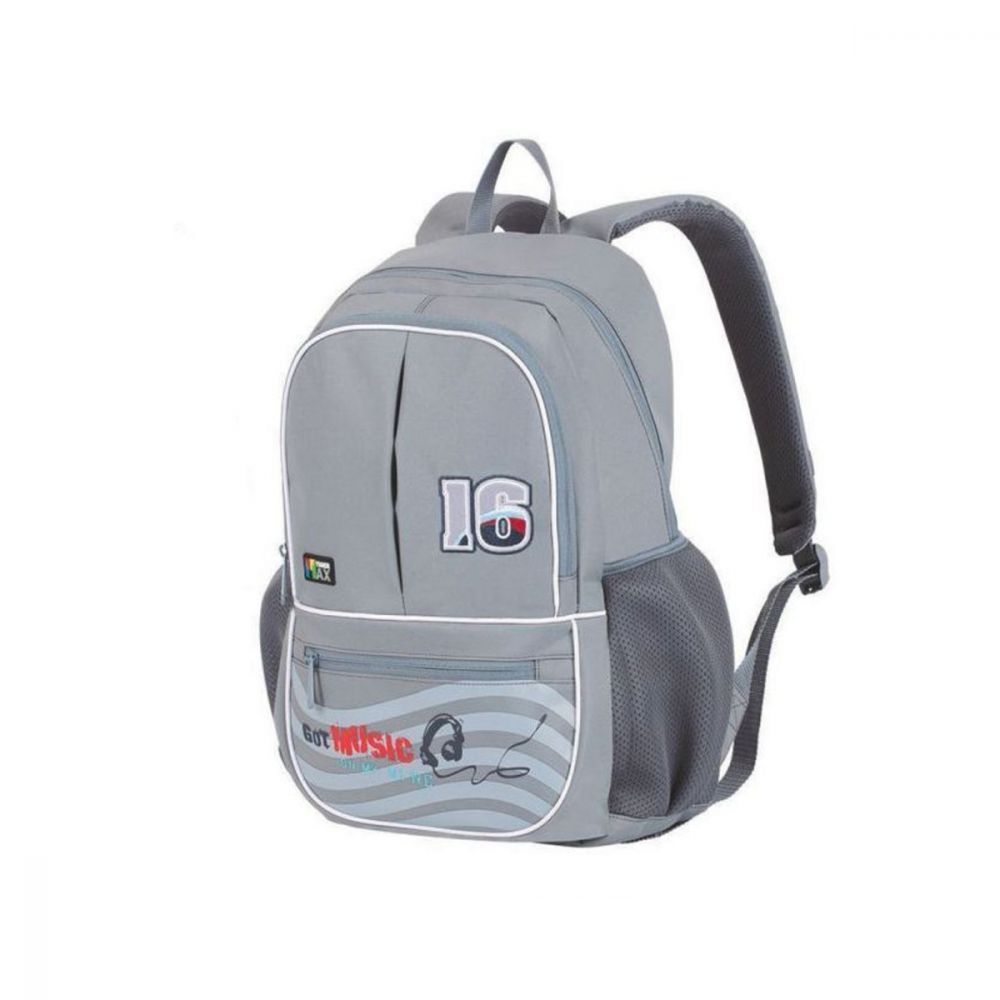 Ghiozdan pentru baieti cu spate ergonomic, doua compartimente, gri ,ATS, 46 x 35 x 24 cm