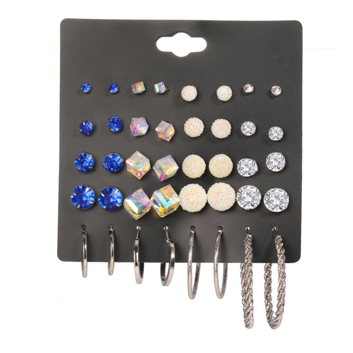 Комплект дамски обеци, FAC Fashion MS174-3, Метални, Многоцветни