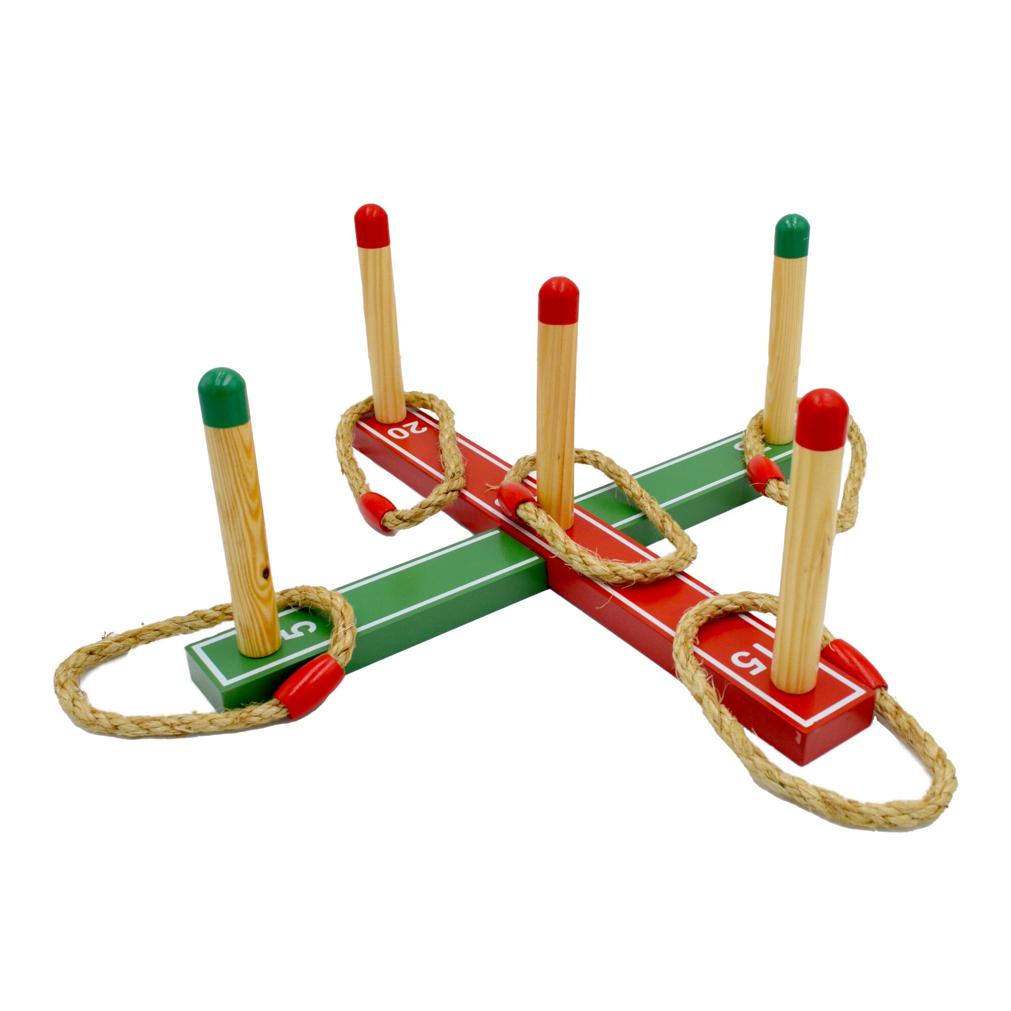 Joc din lemn de aruncat inele, 12 piese, multicolor, + 2 ani