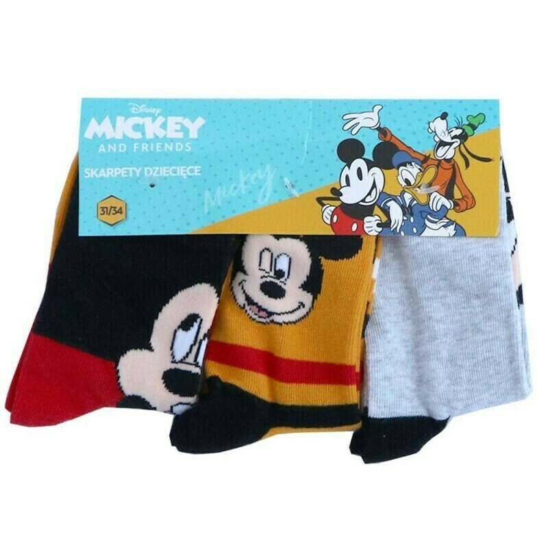 Set 3 sosete, 75%bumbac, Mickey Mouse, multicolor 23-26
