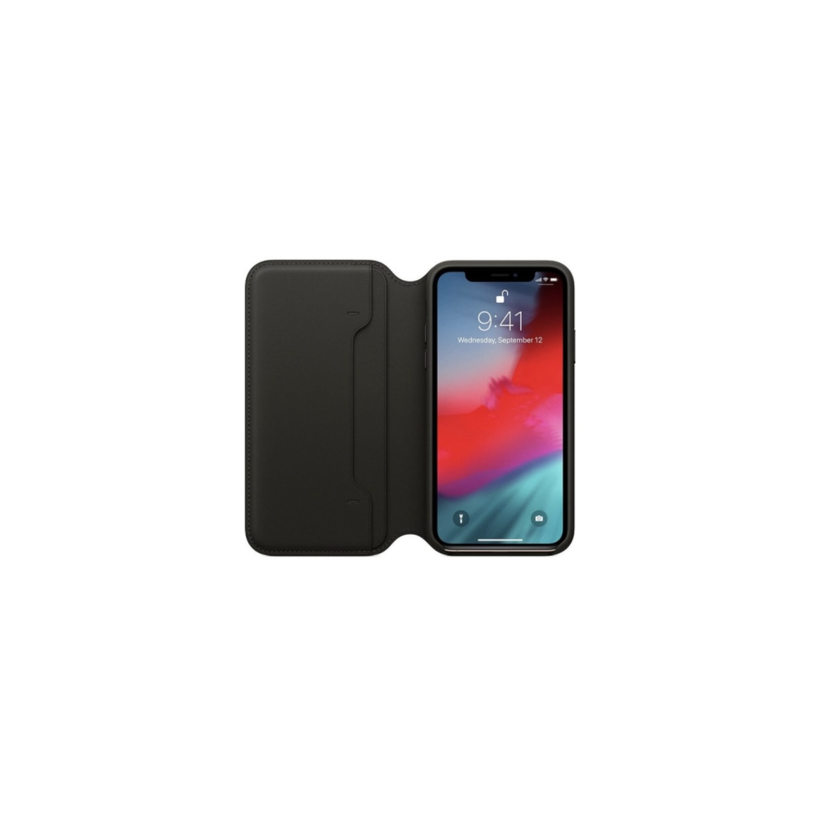 Husa tip carte pentru iPhone Xs Max, din piele ecologica, Negru