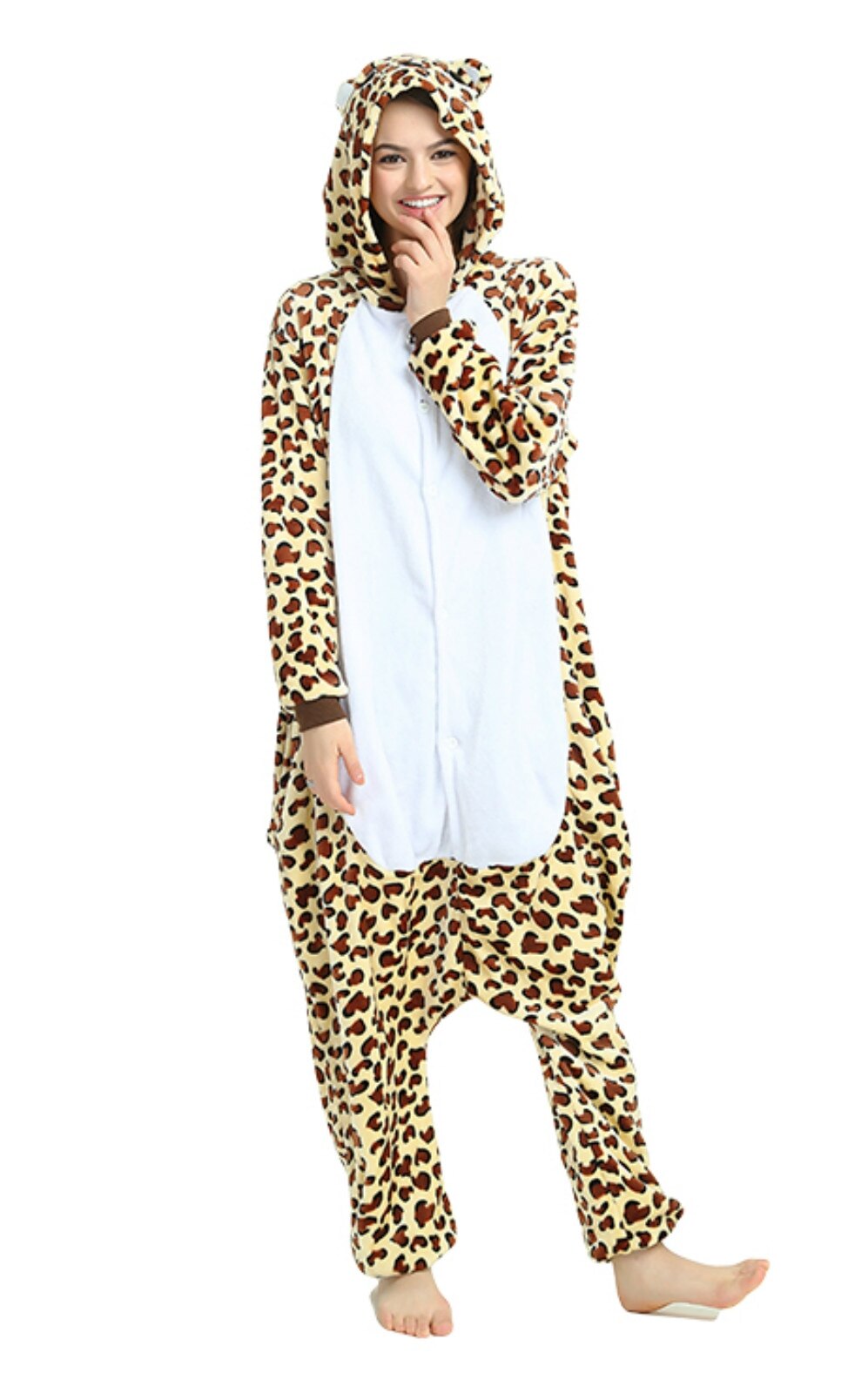 Pijama intreaga Kigurumi, Model Leopard , Marime XL , culoare Galben