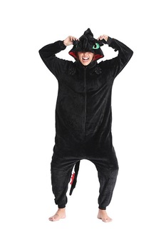 Pijama intreaga Kigurumi, Model Dragon Culoare Negru Pijama intreaga Kigurumi, Model Dragon Culoare Negru