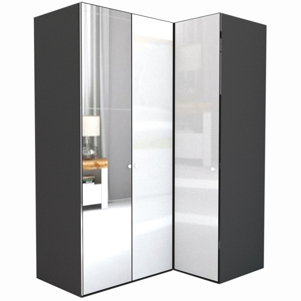 Dulap de Colt Genarom LEX Model B, Gri Lucios O / Oglinda, 170-117 x 240 x 66 cm