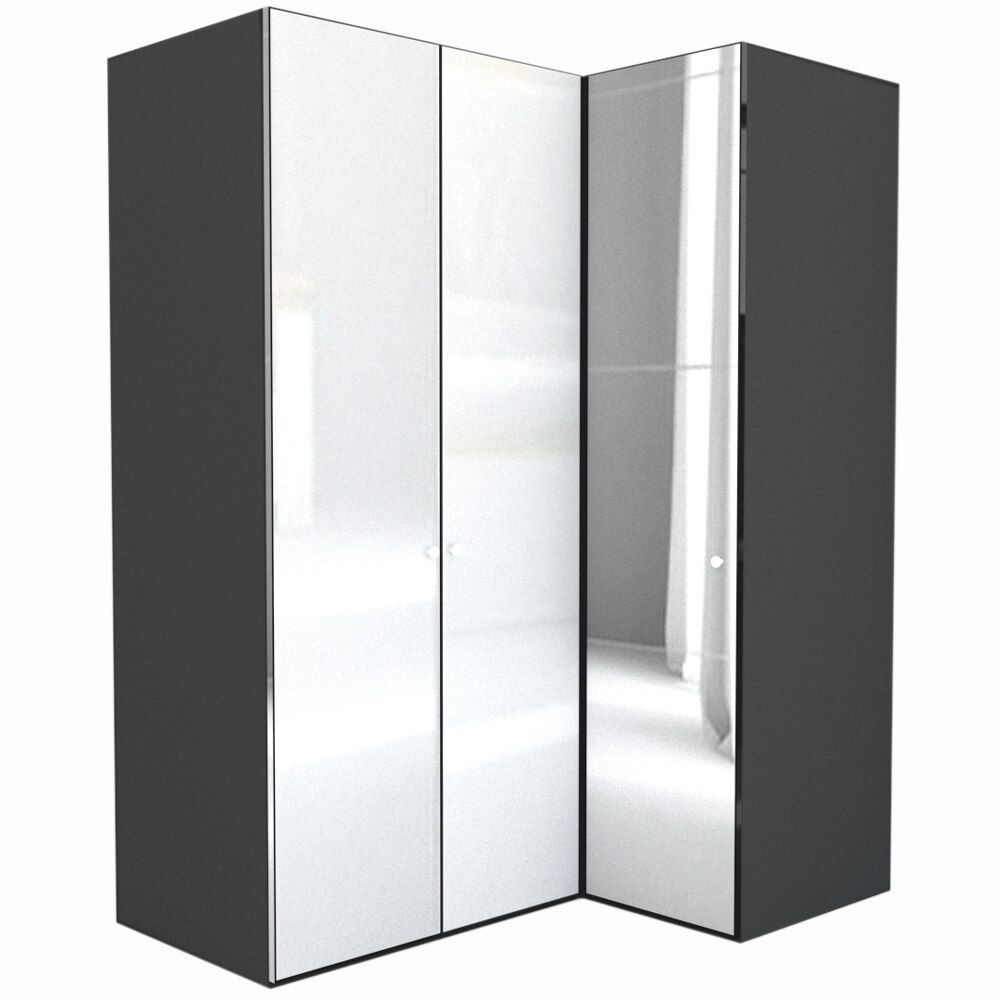 Dulap de Colt Genarom LEX Model B, Gri Lucios / Oglinda, 170-117 x 218 x 66 cm