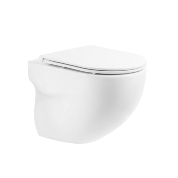 Set vas WC suspendat, Belbagno, Seria Onda, Rimless, cu capac Duroplast, inchidere lenta, Ceramica, Alb, 525 mm Set vas WC suspendat, Belbagno, Seria Onda, Rimless, cu capac Duroplast, inchidere lenta, Ceramica, Alb, 525 mm