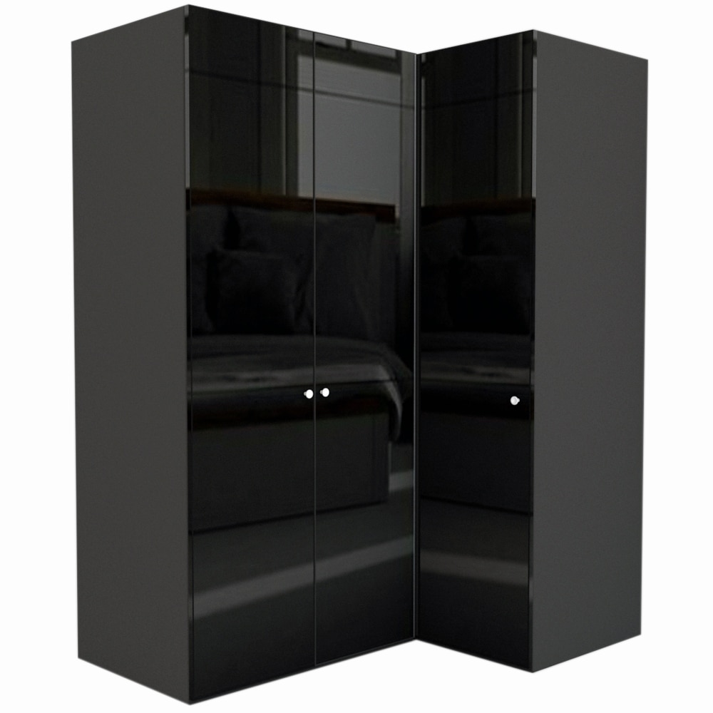 Dulap de Colt Genarom LEX Model B, Negru Lucios, 170-117 x 240 x 66 cm