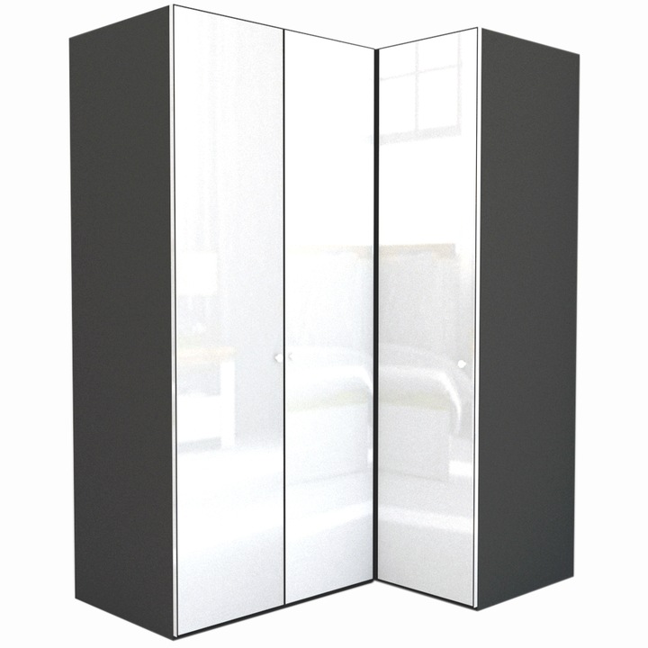 Dulap de Colt Genarom LEX Model B, Gri Lucios, 170-117 x 240 x 66 cm