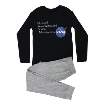 Pijama maneca lunga, 90%bumbac, Nasa, neagra Pijama maneca lunga, 90%bumbac, Nasa, neagra