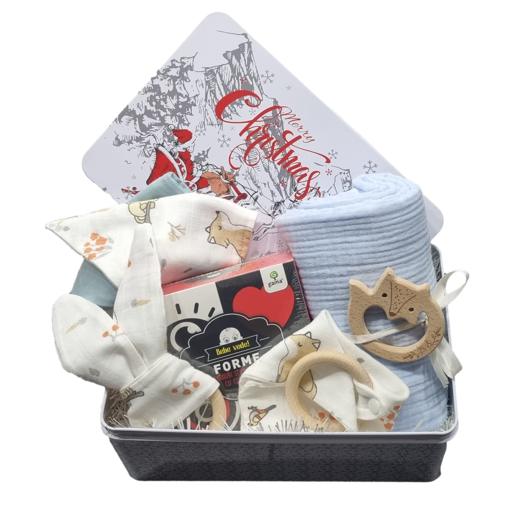 Gift Box nou nascuti HandMade, 10 piese, material ecologic, 0-9 luni